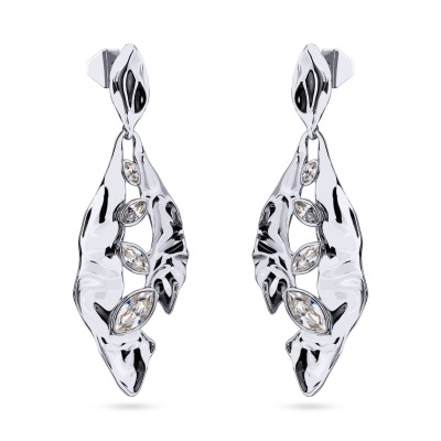 Серьги Эйва (кристаллы SW белые; покрытие родий), Есть комплект