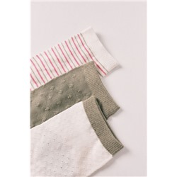 Pack 3 calcetines cortos estampado y textura rosa