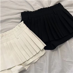 Однотонная плиссированная летняя юбка с высокой талией