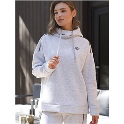 Худи среднего объема из эластичного футера трехнитики c начесом