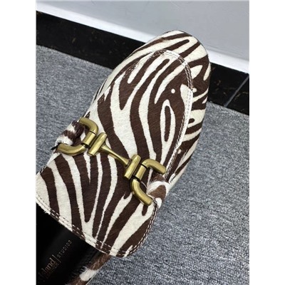 Женские кожаные(конский волос) лоферы с принтом "зебра" РИВЕРЛАЙ*Н