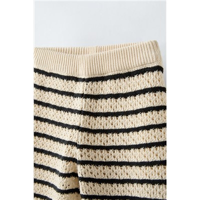 STRIPED CROCHET KNIT TROUSERS