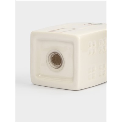 Емкость для соли или перца, 8 см, фарфор P, бело-золотистая, Дом с венком, Townlet