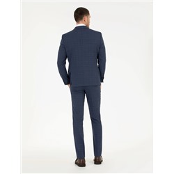 Ekose İndigo Slim Fit Takım Elbise