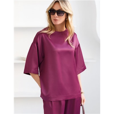 Блузка свободная из струящегося плотного сатина