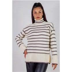 Теплая туника в полоску высокий ворот арт. 2918