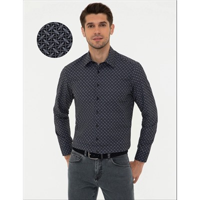 Siyah Slim Fit Uzun Kollu Gömlek