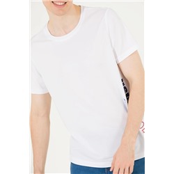 Erkek Beyaz Bisiklet Yaka Tişört