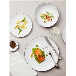 Сервиз обеденный, 4 перс, 12 пр, фарфор P, белый, с серебристым кантом, White Platinum