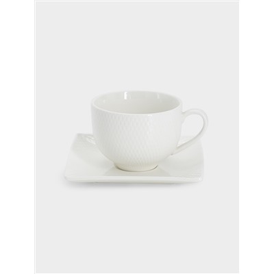 Чашка с блюдцем, 220 мл, квадратная, Даймонд