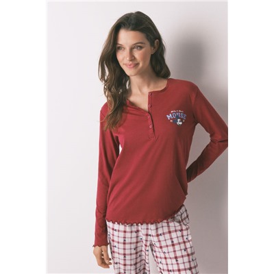 Pijama largo algodón Mickey rojo