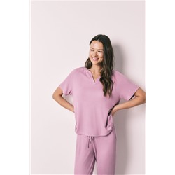 Pijama Capri textura waffle rosa