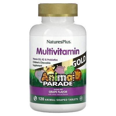 NaturesPlus, Витамины для детей Animal Parade Gold Multi 120 таб.