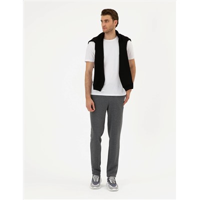 Antrasit Melanj Slim Fit Eşofman Altı