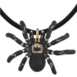 Кулон Паук 40-45см (эмаль матовая черная; покрытие золото), Есть комплект