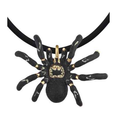 Кулон Паук 40-45см (эмаль матовая черная; покрытие золото), Есть комплект