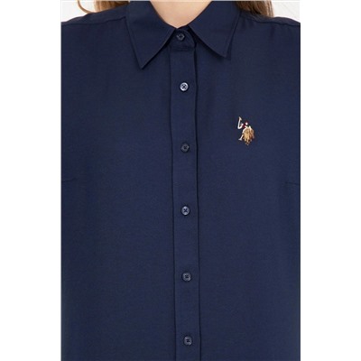 Kadın Lacivert Uzun Kollu Basic Gömlek