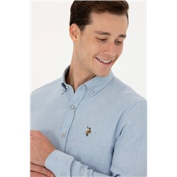 Erkek Açık Mavi Uzun Kollu Basic Gömlek