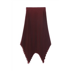 Falda plisada de talle alto Burdeos