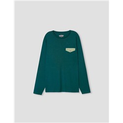Long Sleeved Pyjamas T-Shirt, Men, Dark Green
