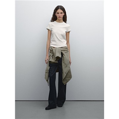 Contrast rib T-shirt 100% cotton