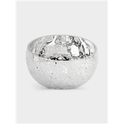 Конфетница, 15х12 см, стекло, серебристая, Кракелюр, Craquelure