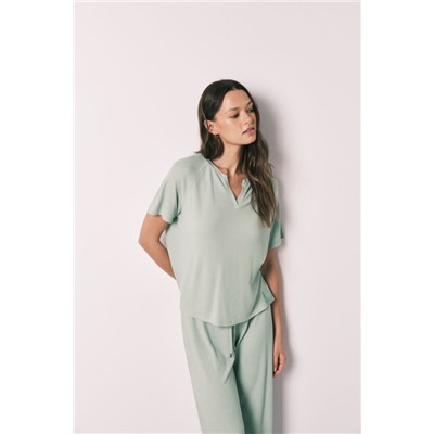 Pijama Capri textura waffle verde