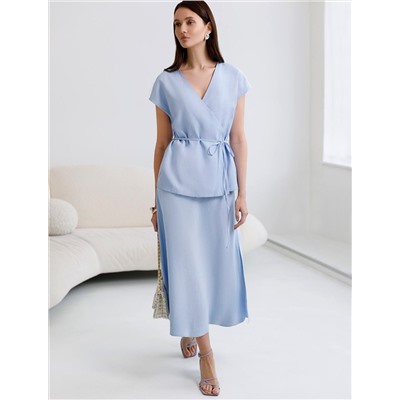 Жилет на запАх с поясом из плотного лиоцелла