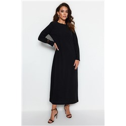 TRENDYOL MODEST Siyah Basic Scuba Krep Örme Elbise TCTSS23EB00003