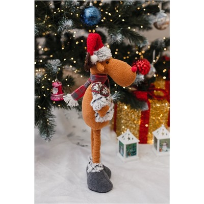 Игрушка новогодняя с выдвижными ногами Олень серые ботики серый