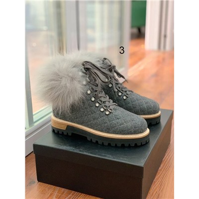 Женские ботинки с опушкой из меха лисы
