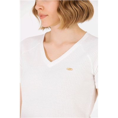 Kadın Ekru V - Yaka Tişört