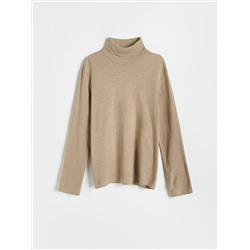 Weiches Rollkragenshirt aus Wollmischgewebe mit hohem Anteil an Bio-Baumwolle