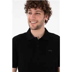 Erkek Regular Fit Polo Yaka Siyah Basic Tişört