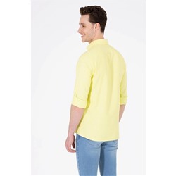 Erkek Neon Sarı Uzun Kollu Basic Gömlek