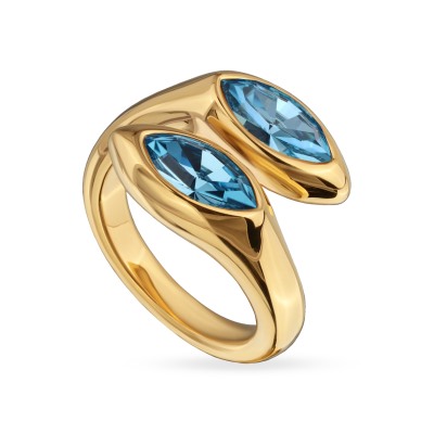 Кольцо Эдем (кристаллы SW аквамарин; покрытие золото), Есть комплект