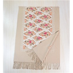 Мягкая, плюшевая, теплая, богато вышитая цветочная шаль/шарф для зимы