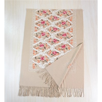 Мягкая, плюшевая, теплая, богато вышитая цветочная шаль/шарф для зимы