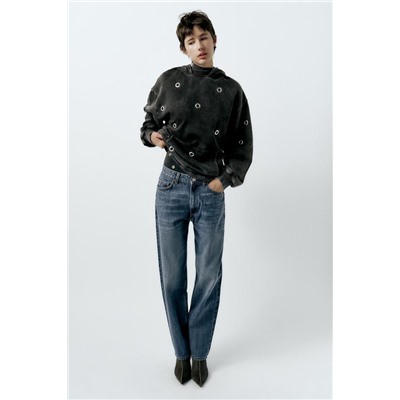 FADED-EFFECT RING HOODIE