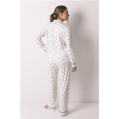 Pijama camisero largo estampado corazones