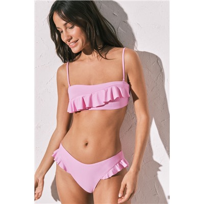 Braga bikini brasileña volantes rosa