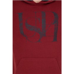 Erkek Vişne Kapüşonlu Sweatshirt