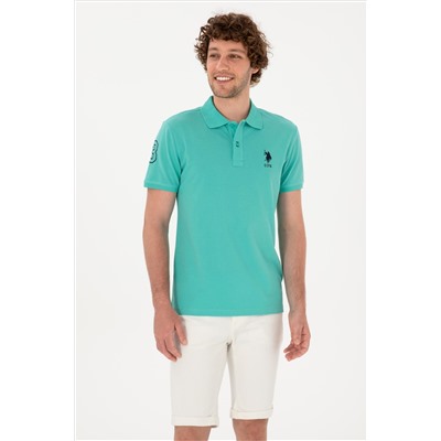 Erkek Slim Fit Polo Yaka Mint Basic Tişört