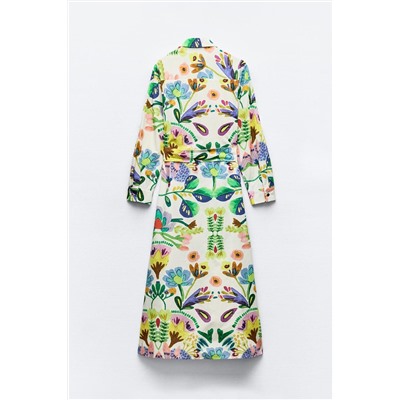 FLORAL PRINT POPLIN SHIRT DRESS
