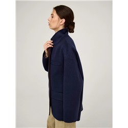 Синее полупальто оверсайз