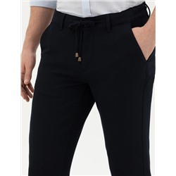 Lacivert Slim Fit Jogger Kanvas Pantolon