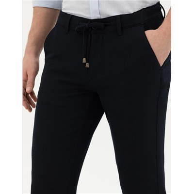 Lacivert Slim Fit Jogger Kanvas Pantolon