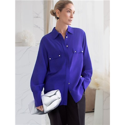 Блузка из премиальной вискозы и лиоцелла с удлиненным манжетом