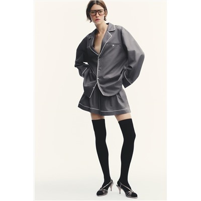 POPLIN PIPED TRIM SHIRT