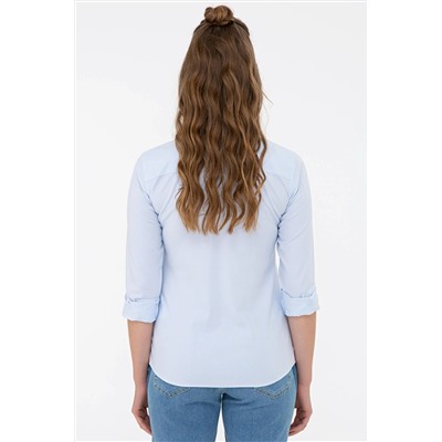 Kadın Açık Mavi Uzun Kollu Basic Gömlek